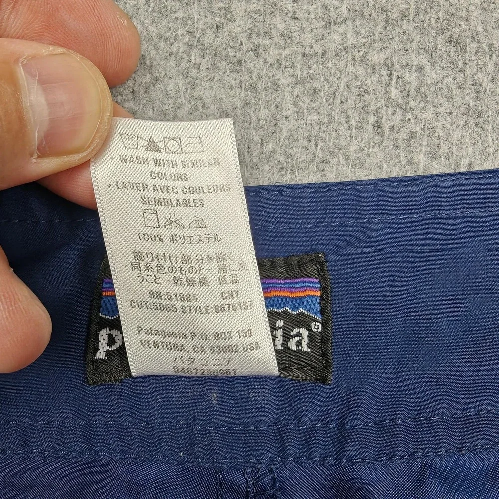 Patagonia Board Shorts Mens 30 Blue Swim Trunks Drawstring Zip Pocket Quick Dry